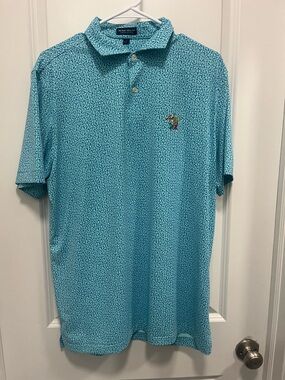 Peter Millar Crown Crafted Polo Shirt Chess Pieces, Large With Turtle Embroider